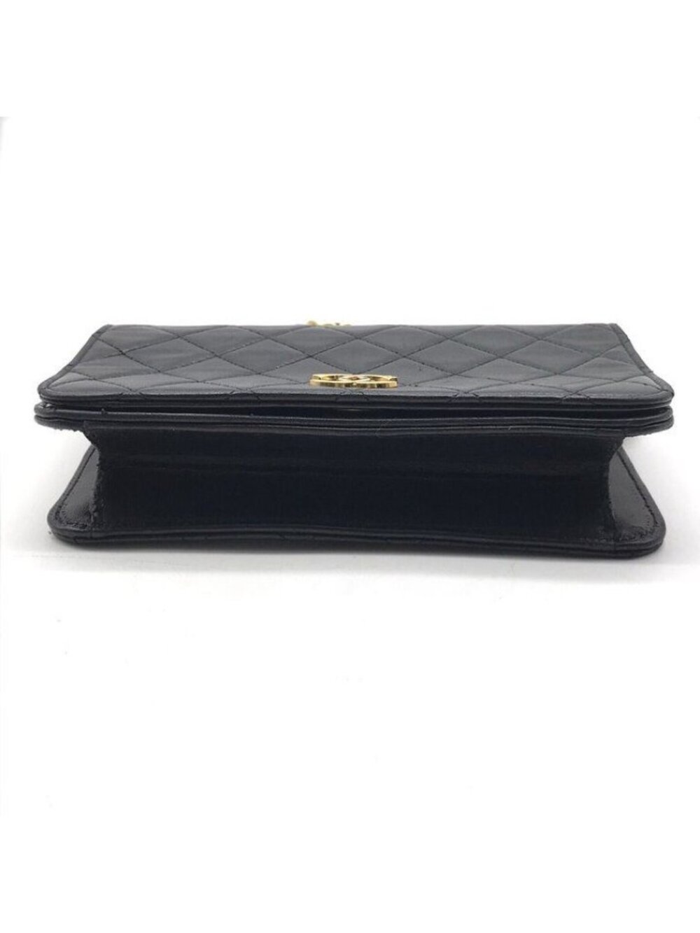 Chanel CC Logo Mini Quilted Push Lock Leather Chain Shoulder Bag Black - Picture 3 of 10